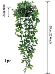 1/2pcs Artificial Plants, Hanging Potted Plants, Wall Hanging Rack Decor, Suitable For Indoor, Outdoor, Living Room, Home Decor, Room Decor, Garden Decoration, Wall Decoration