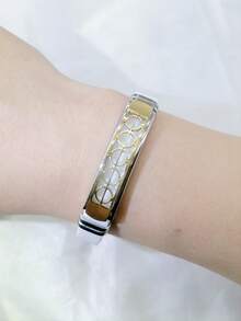 1pc Business Style White Silicone Bracelet - White - View 3