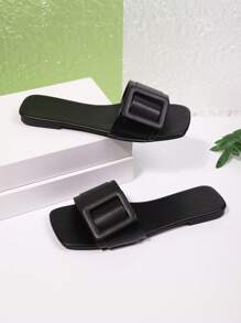 Minimalist Strap Flat Sandals, Adjustable Buckle Design, Comfortable & Versatile, Suitable For Street & Vacation Wear, Essential Summer Fashion Item!