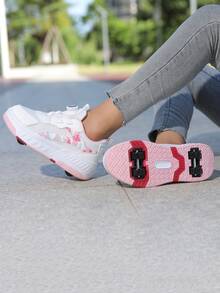 Teenagers' Boys & Girls 4-Wheel Detachable & Adjustable Sneakers With Hook And Loop Fastener For Enhanced Stability, Spring/Summer