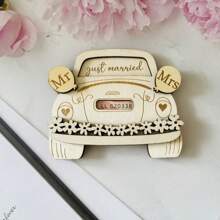 1 Pc/3 Pcs New Wooden Marriage Car Wallet, Wedding Gift Wallet, Heart & Flower Wooden Craft, Wooden Marriage Wallet, Car Wallet