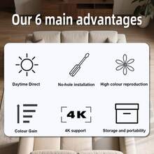 Portable Projection Screen, 16:9 4K Reflective Projection Screen Suitable For 1LCD Series Movie Video Home Projectors, No Drilling Projection Screen