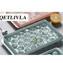 Molde de cubitos de hielo redondos con tapa, molde para hacer bolas de hielo para congelador con recipiente mini circular, kit para hacer cubitos de hielo, 33 piezas para enfriar cócteles, whisky, té, café