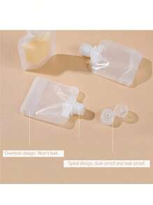 1/5/10 Piezas Juego de bolsas planas recargables para viaje para dispensar champú, lociones y cosméticos de 30ml/50ml/100ml. Organizador de viaje adecuado para el cuidado de la piel, apto para el hogar, vacaciones, días festivos, estilo bohemio
