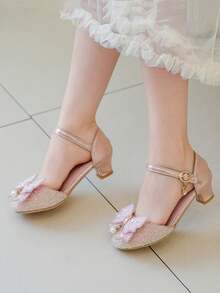 Girls Princess Crystal High Heel Soft Bottom Shoes, Fashion Spring/Autumn Children Performance/Catwalk New Style Kids Shoes