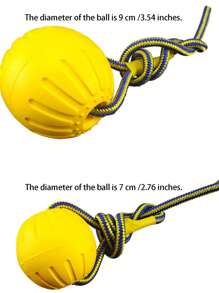 1pc Yellow Dog Chew Toy, Durable Multifunctional Bone Shaped EVA Material With Pull Rope Toy, Pet Ball Shaped Toy, Ball Shaped Toy With Pull Rope, Dog Chew Pull Ring Toy, Dog Toy, Ideal For Training, Retrieval And Swimming Activities; Perfect For Energetic Chewers