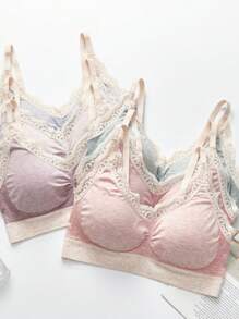 Ensemble de 6 pièces de soutiens-gorge de lingerie sans fil multicolores pour femmes, soutien-gorge de lingerie sans couture pour femmes, sous-vêtements à rassemblement en coton pour femmes, sous-vêtements sexy en dentelle, soutien-gorge de lingerie, Kawaii