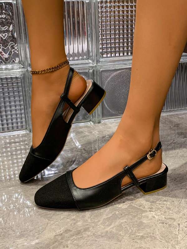 Novas sandálias/sapatos casuais, versáteis, de salto bloco bege, sem cadarço, bico quadrado, estilo elegante e versátil para mulheres
