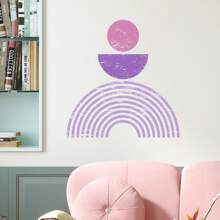 Boho Art Geometric Circle & Semi-Circle Surface & Line Abstract Art Wall Sticker, Plastic Waterproof, Detachable, Self-Adhesive, Easy Peel And Stick, Removable Abstract-Theme Home Art Decor