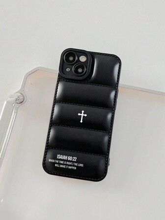 以赛亚书 60:22 十字架图案黑色手机壳，“时机成熟时，我耶和华必成就此事”圣经经文手机壳，镜头保护手机壳，自用或送礼皆宜，兼容 手机壳、 17 Pro Max 手机壳