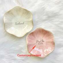 1/5pcs Customizable Ceramic Flower Plaque, Personalized Laser Engraved, Multi-Functional Desktop Decor, Suitable For Bridesmaid Gift, Engagement, Wedding Celebration, Graduation, Birthday, Holiday And Party Favor, Valentine's Day Gift, Jewelry Tray