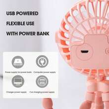 EIGIIS 1 Stück USB aufladbarer Oktopus Ventilator mit flexiblem Stativ, tragbarer, handgehaltener elektrischer Ventilator in Blau, Pink und Schwarz, abnehmbarer 3-stufiger Akku-Ventilator, bessere Kühlung für Auto-Sitz-Reise, perfektes Geschenk für Freunde