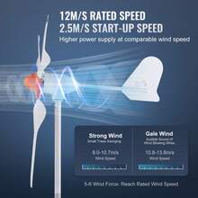 800W Wind Turbine Generator, 12V Wind Turbine Kit, 3-Blade Wind Power Generator With MPPT Controller, Adjustable Windward Direction & 2.5m/S Start Wind Speed, Suitable For Home, Farm, RVs, Boats - White - View 3