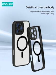 1pc Koolife Magnetic Wireless Charging, Metal Button, Built-In Lens Film, Skin-Friendly Transparent Anti-Fall Full Coverage Phone Protective Case, PC+TPU, Compatible With IPhone 17 ProMax/17/17 Pro/17 Air/12/12 Pro/12 ProMax/13/13 Pro/13 ProMax/14/14 Plus/14 Pro/14 ProMax/15/15 Pro/15 Plus/15 ProMax/16 Pro/16 Plus/16e/16 ProMax