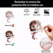 1 Creative Jesus Image Holding Heart And Lamb, Fashionable Beach Style Religious 2D Flat Acrylic Home Decoration Essential, Car Rearview Mirror Ornaments, Bedroom, Living Room Home Interior Wall Decoration, Holiday Party Decoration, School Bag Back Ornaments And Suitcase Pendants, Perfect Gift For Family And Friends School Decor School Surprise Dormitory Decor Back To School Room Decor School Supplies - Jesus-pendant-d-shaped Keychain - View 6