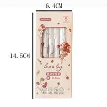 1 boîte de 6 stylos à bille rétractables à motif de fleurs de rose, encre noire, séchage rapide, haute capacité d'écriture pour les étudiants à la rentrée scolaire
