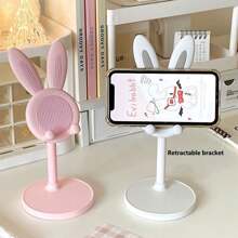 1-Piece Creative Cartoon Mobile Phone Bracket, Cute Cartoon Rabbit Bear Little Yellow Duck Flat Universal Mobile Phone Desktop Bracket Adjustable Telescopic Lifting Slouchy Bracket, Gifts For Children And Girlfriends, Birthday Gifts For Women, Valentine's Day Gifts. Suitable For Desktops