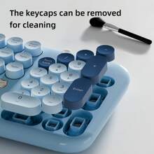 MOFII Ergonomic 2.4G Plug And Play Wireless Keyboard Mouse Combo 104 Keys Cute Cat Keyboard Coloful Retro Round Keycaps Keyboard With Silent Mouse For Win7/8/10/XP