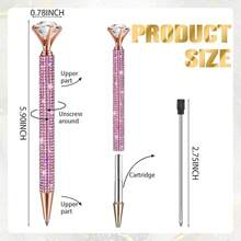 1/3/10 Stücke luxuriöse Kugelschreiber mit Strass, Metallkörper mit Schraubkappe, runde Form, mittlere Spitze, eleganter rosa Geschenkschreiber für Studenten