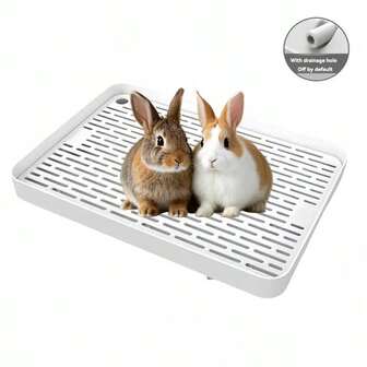 1 st dubbelskiktad tippsäker perforerad kattlåda för hamster/kanin med dräneringshål, avtagbar för rengöring, lämplig för små husdjur, användning året runt (ej för vuxna stora kaniner)