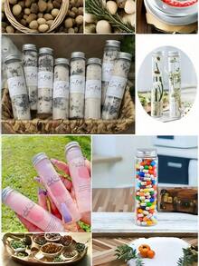 20 个 115 毫升/3.8 盎司透明塑料试管（带盖）、大号 150 X 33 毫米平底试管、小号万圣节糖果罐、铝制旋盖 - 适用于糖果、浴盐、科学实验和液体储存 - 無色 - 查看 11