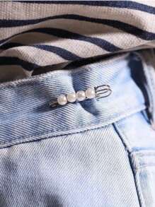 [2025 Summer]10pcs Pearl Pins Brooch - Gold Tone With Black White Beads, Adjustable Clothing Clips For Summer Dresses, DIY Crafts & Fashion Accessories,Bridal Emergency Kit Essential,Beach Festival Ready