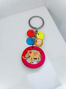 Handmade Natural Coconut Shell Key Chain, Minimalist Creative Design, Unique Vintage Decoration