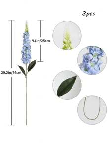 1/3pcs Snapdragon Delphinium Hyacinth Artificial Silky Flowers Long Stem Fake Flower For Wedding Engagement Home Outdoor Party Floral Arrangement Centerpiece Table Decoration