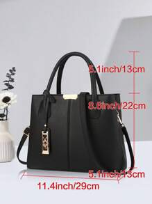 Minimalist Solid Color Women Handbag, Elegant Ladies Dual Handle Shoulder Tote Bag, Fashion Female Work Bag Crossbody Commuter Bag, Pendant Decor Classic Top Handle Shoulder Bag, Mother's Day Gift Suitable For Business Trip/Commute/Work/Office