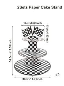 2Sets 3 Tiers Race Car Theme Cupcake Stand,Black White Checkered Pattern Paper Cupcake Holder Cupcake Tower,Race Car Party Decor,Birthday Party Decorations,Checkered Party Decor,Let's Go Racing Car Party Supplies,Creative DIY Cake Decor,Kitchen Cake Cooking Decorations,Cupcake Dessert Display,Babyshower Mother's Day Graduation