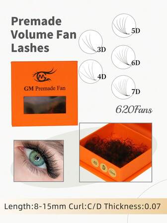1 Box 620Fans Premade Loose Fan Lashes Extension 0.07mm 8-15mm C Curl Pointy Base 3D/4D/5D/6D/7D Volume Premade Fans Eyelash Extension Lash Clusters,Eye Lash Clusters,Individual Eyelashes,Lashes,Fake Lashes