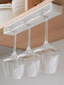 1 件无孔家用实用厨房酒杯架酒杯悬挂式无孔玻璃高脚杯倒置架，餐厅酒柜配件储物架，适用于厨房、酒店、派对、餐厅、...