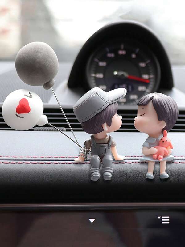2pcs Car Interior Accessories Center Console Rearview Mirror Car Couple Ornaments Car Interior Decoration Products