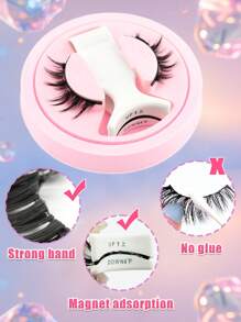 1 Pair Natural Cartoon Magnetic Eyelashes With Magnetic Clips, Reusable, No Glue, Soft And Durable, Portable, Enhances Eyes, Suitable For Women, Parties And Gatherings