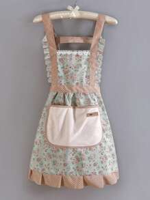 1 pièce Tablier à motif floral Ditsy personnalisé, tablier de cuisine en canevas Ditsy Flower, robe de travail adulte style ferme respirable et mignonne, convient pour l'été, la cuisine, la salle de bain, la maison, fournisseur de ménage