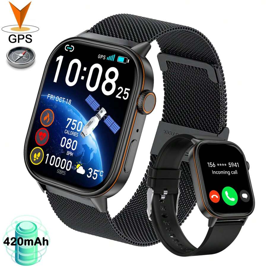 Smartwatch Women Men With Phone Function 2.01 Inch HD Fitness Watch With GPS Tracker Compass Outdoor IP68 Waterproof Sports Watch Sleep Monitor Heart Rate Smart Watch For Android IOS