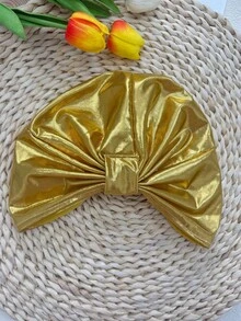 1pc Women's Headband Scarf Hat Sleeve Hat, High Elasticity Wrap Around Hat With Detachable Scarf, Fashionable Sun Protection - Gold - View 5