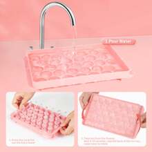 Molde de cubitos de hielo redondos con tapa, molde para hacer bolas de hielo para congelador con recipiente mini circular, kit para hacer cubitos de hielo, 33 piezas para enfriar cócteles, whisky, té, café