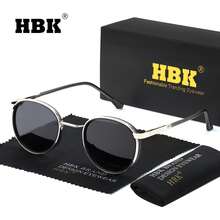 HBK 男士 TR90+ 金属时尚眼镜，圆形镜框，复古朋克风格，TAC 镜片，适合度假、驾驶、休闲、商务、日常生活等场合，配件齐全。 - K40003 - 查看 6