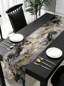 1pc 35*180cm Marble Texture Table Runner, Suitable For Kitchen, Coffee Table, Dining Room, Sofa Side Table, Bedroom, Living Room, Also Can Be Used As Tablecloth Decor For Holiday Dinner - 35*180 - View 7