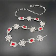 Boho Style Carved Gold & Silver Color Adjustable Chain Belt, Classic Body Jewelry, Suitable For Women Daily Wear - Flower Type - View 16