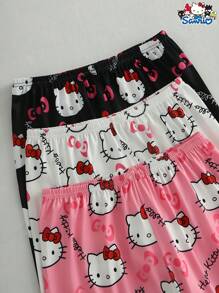 Sanrio Sanrio lizenziert! Hello Kitty bedruckte Schlafanzug-Hosen in drei Farben erhältlich, mit durchgehendem Muster von süßen Mustern für bequeme und süße Zuhause-Zeit.