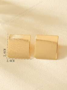 A Pair Of Charming, Fashionable, Simple And Versatile Geometric Earrings - Yellow Gold - View 2