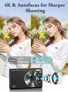 4K Ultra HD Compact Digital Camera - 48MP, Auto Focus, 16X Zoom, Anti-Shake, 2.8" IPS Screen, Rechargeable Battery, Camera For Photography, Suitable For Teenagers And Beginners, Includes 32G TF Card, Photo/Video Capture, Webcam Function, Great Gift For Thanksgiving, Christmas And New Year