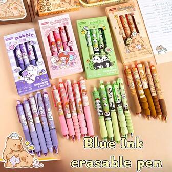 1 Box (5pcs) Capybara Cartoon Erasable Pens, Cute Style Thermal Erasable Quick Dry, Essential For Student Daily Writing, Capybara Erasable Pens Back To School