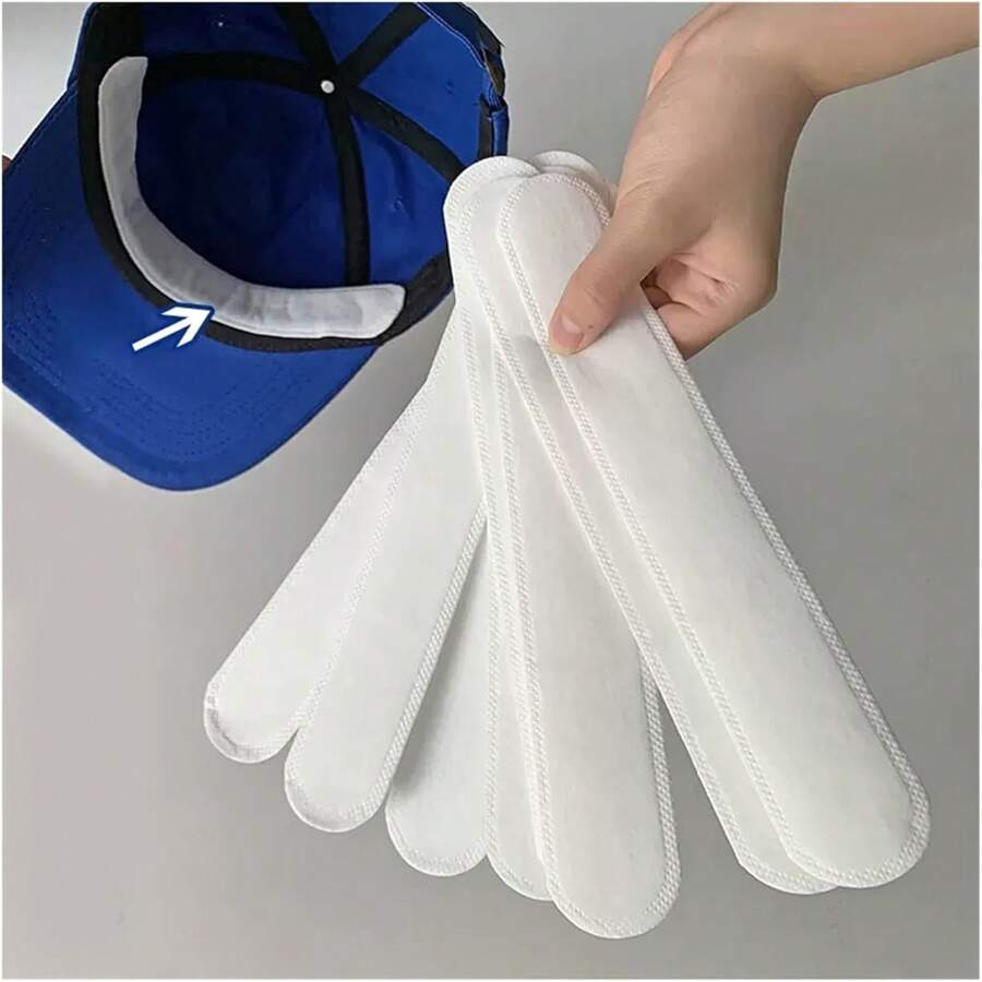 10/20/30pcs Cap Liner Collar Stain Prevention Tape Sweat Protector For Hat Hat, Sweat Absorbing Tape, Forehead, Hat Liner, Sweat Stain Prevention, Sweat Absorbent, Self-Adhesive Type, Protects Against Heat, Unisex