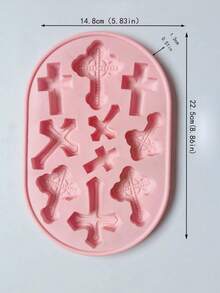 1pc 10-Hole Silicone Cross Shaped Clay & Resin Soap Mold, Handmade DIY Craft - Baby Pink - View 2