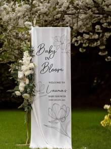 Individuell bedruckter Stoffhintergrund, geeignet für Dusche oder Geburtstagsparty Dekoration, Stoffbegrüßungsschild, personalisiertes Hochzeit Willkommensschild, minimalistischer Stil Schild, Hochzeit Willkommensbanner, moderne Hochzeit Willkommen Kulisse, Abschlussgeschenk, personalisierte Abschlussdekoration, Abschlussschild