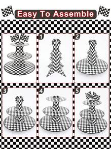 2Sets 3 Tiers Race Car Theme Cupcake Stand,Black White Checkered Pattern Paper Cupcake Holder Cupcake Tower,Race Car Party Decor,Birthday Party Decorations,Checkered Party Decor,Let's Go Racing Car Party Supplies,Creative DIY Cake Decor,Kitchen Cake Cooking Decorations,Cupcake Dessert Display,Babyshower Mother's Day Graduation