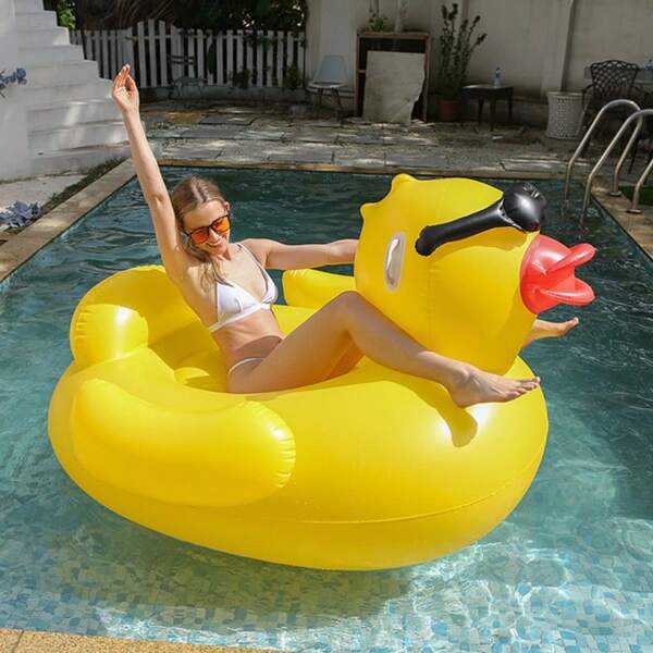 Materasso ad aria galleggiante per piscina spesso, in PVC gonfiabile, grande raft a forma di anatroccolo giallo